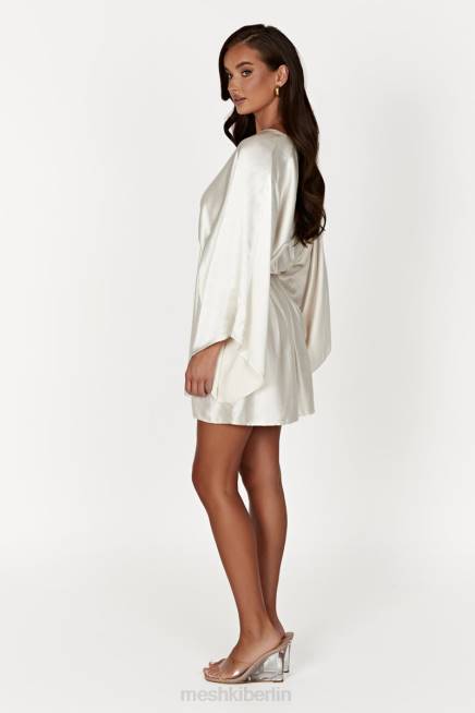 Kleidung Meshki Esmerlda plissiertes Kimono-Minikleid Elfenbein 2F8B563