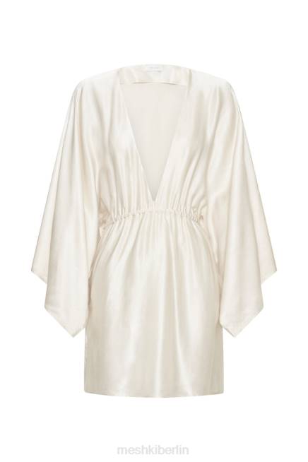 Kleidung Meshki Esmerlda plissiertes Kimono-Minikleid Elfenbein 2F8B563