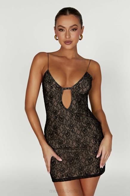 Kleidung Meshki Juliet-Spitzen-Minikleid Schwarz 2F8B342