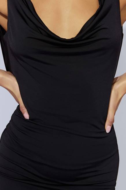 Kleidung Meshki Juliette-Minikleid mit Wasserfallausschnitt Schwarz 2F8B562