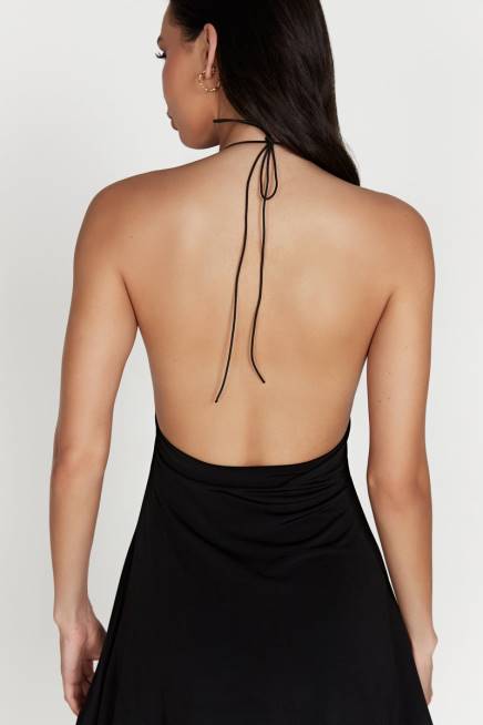 Kleidung Meshki Kehlani Neckholder-Minikleid Schwarz 2F8B610