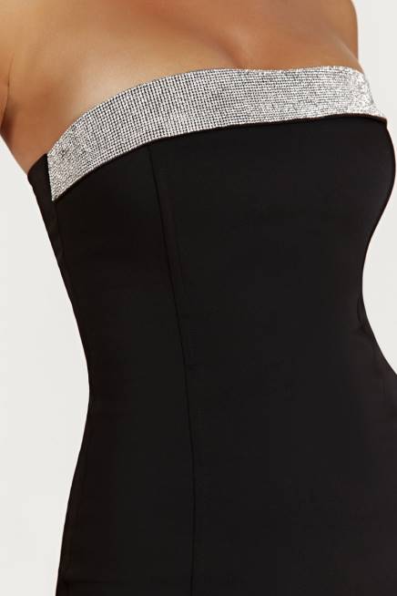 Kleidung Meshki Kiya-Minikleid mit Strass-Kontrast Schwarz 2F8B329