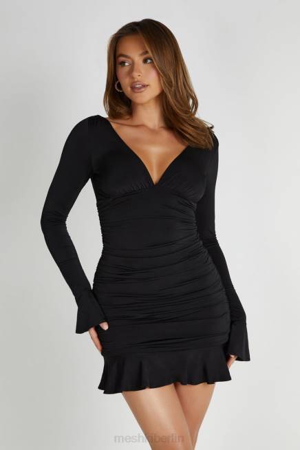 Kleidung Meshki Leanne-Jersey-Minikleid mit Raffungen Schwarz 2F8B252