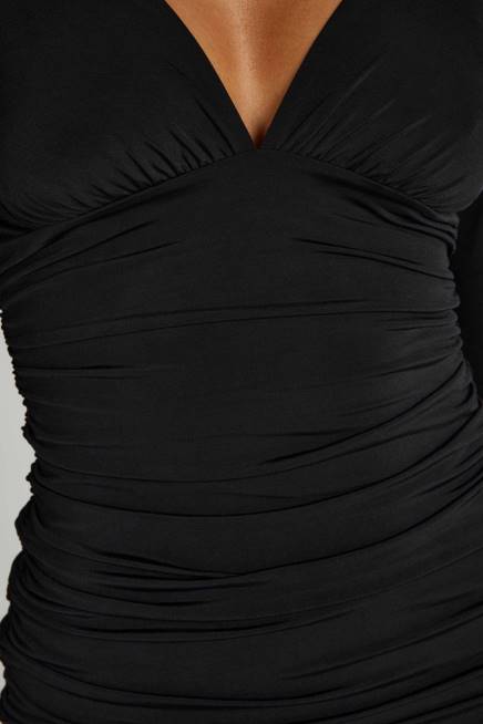 Kleidung Meshki Leanne-Jersey-Minikleid mit Raffungen Schwarz 2F8B252