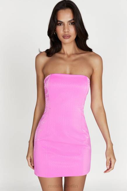 Kleidung Meshki Lizzie Crosshatch-Minikleid aus Kunstleder Rosa 2F8B569