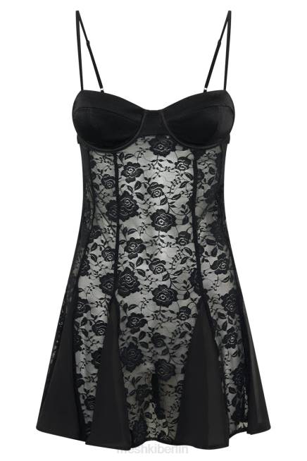 Kleidung Meshki Lolita-Spitzen-Minikleid Schwarz 2F8B411
