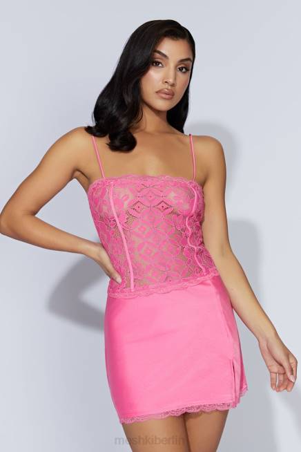 Kleidung Meshki Minikleid aus Quincy-Spitze Kaugummirosa 2F8B654