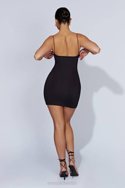 Kleidung Meshki Minikleid mit nebliger Kontur Schwarz 2F8B470