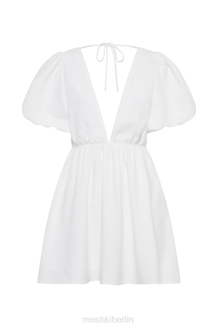 Kleidung Meshki Myrah-Minikleid aus Leinen mit Puffärmeln Weiß 2F8B254