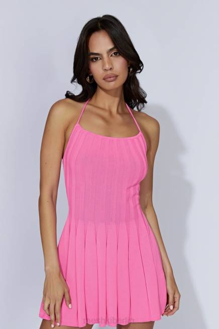 Kleidung Meshki Neckholder-Strick-Minikleid aus Koa Kaugummirosa 2F8B519