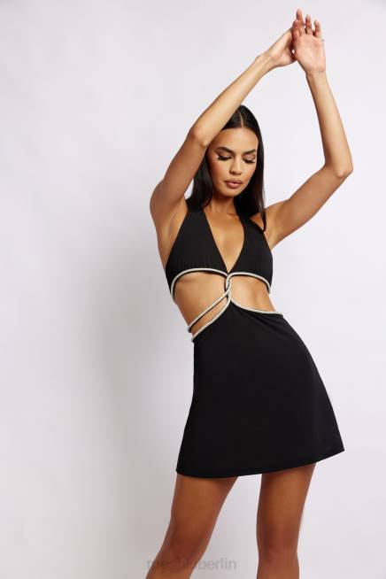 Kleidung Meshki Nicha Neckholder-Minikleid mit Ausschnitten Schwarz 2F8B302