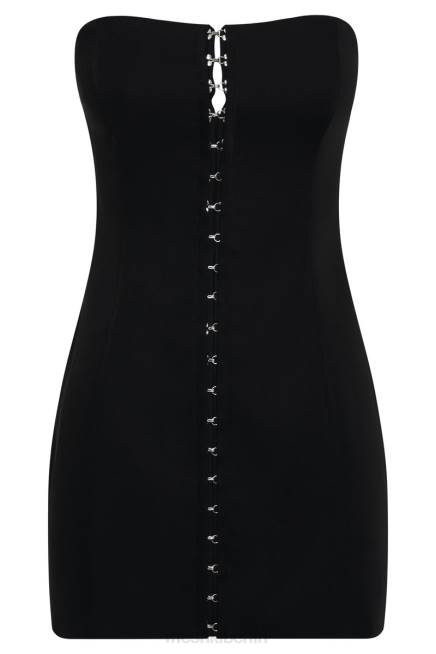 Kleidung Meshki Ornella Minikleid mit Haken und Ösen Schwarz 2F8B742