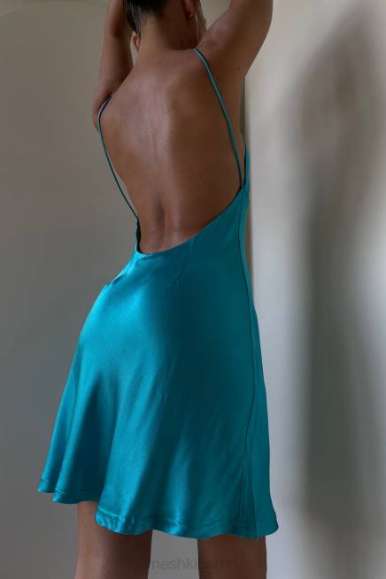 Kleidung Meshki Porter Mini-Slipkleid Cyan-Blau 2F8B680