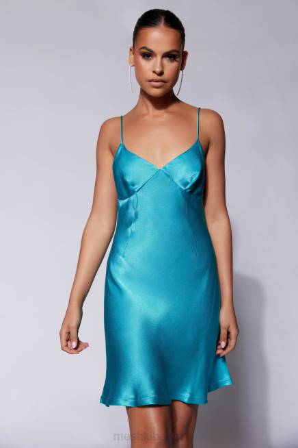 Kleidung Meshki Porter Mini-Slipkleid Cyan-Blau 2F8B680