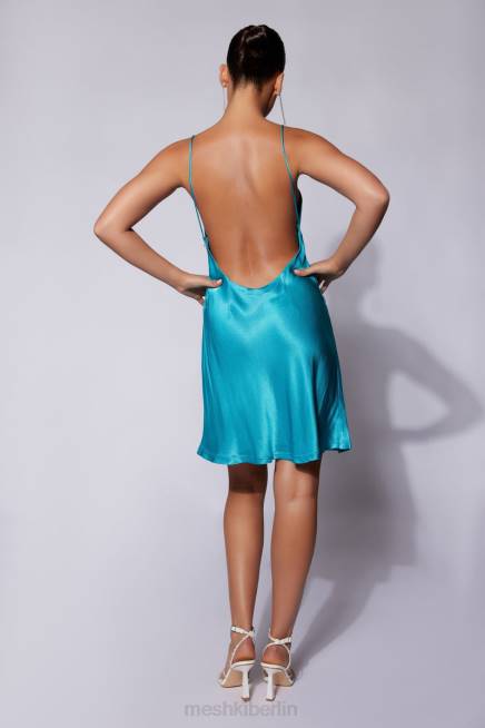 Kleidung Meshki Porter Mini-Slipkleid Cyan-Blau 2F8B680