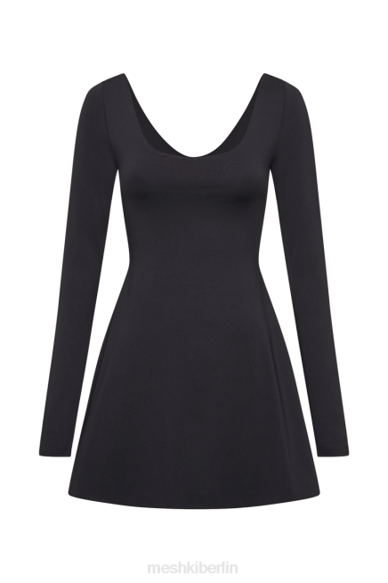 Kleidung Meshki Renee Minikleid aus recyceltem Nylon mit langen Ärmeln Schwarz 2F8B78