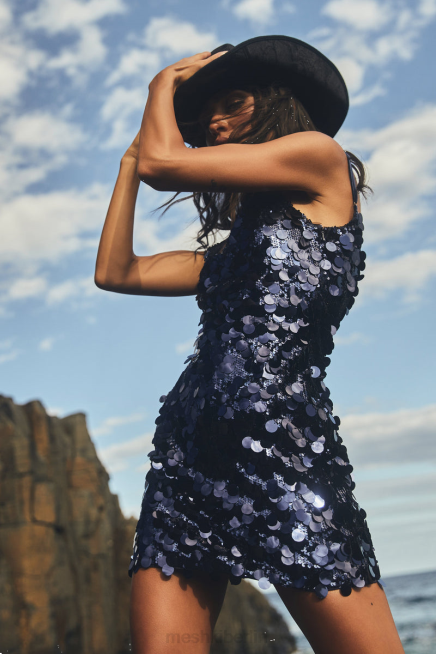 Kleidung Meshki Romilly-Pailletten-Minikleid Mitternachtsmarine 2F8B389