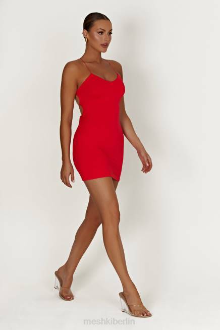 Kleidung Meshki Sabine rückenfreies Minikleid aus recyceltem Nylon Rot 2F8B148