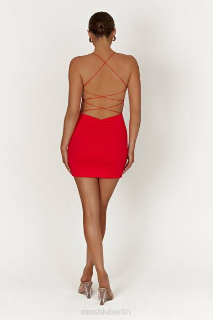 Kleidung Meshki Sabine rückenfreies Minikleid aus recyceltem Nylon Rot 2F8B148