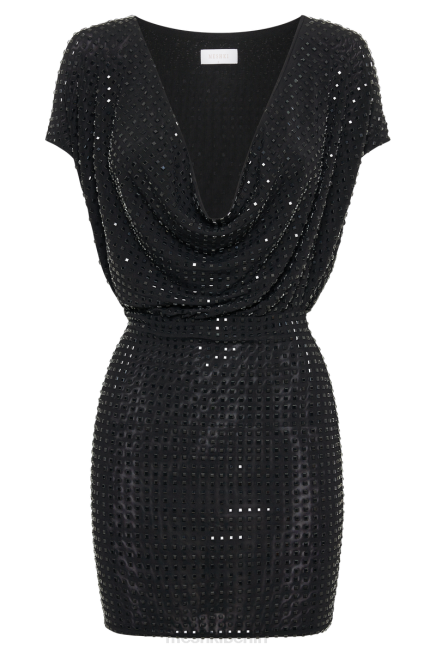 Kleidung Meshki Seona quadratisches Minikleid mit Strassbesatz Schwarz 2F8B130