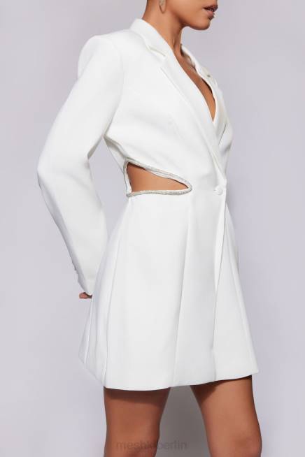 Kleidung Meshki Shyann diamantbesetztes Blazerkleid mit Cut-Outs Weiß 2F8B536