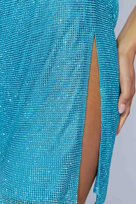 Kleidung Meshki Siya Neckholder-Minikleid aus Glomesh Aquamarin 2F8B666