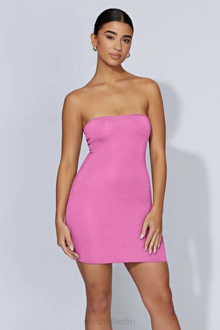 Kleidung Meshki Stella trägerloses Minikleid Kaugummirosa 2F8B678