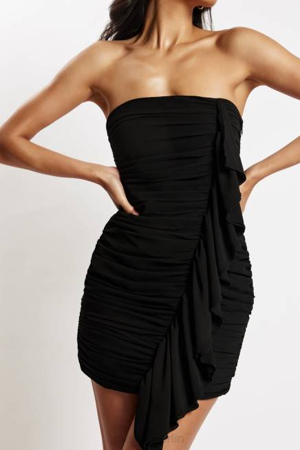 Kleidung Meshki Suzanna gerafftes Minikleid Schwarz 2F8B670
