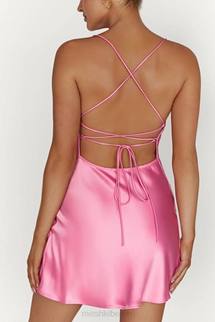Kleidung Meshki Sydney Mini-Satinkleid Kaugummirosa 2F8B409
