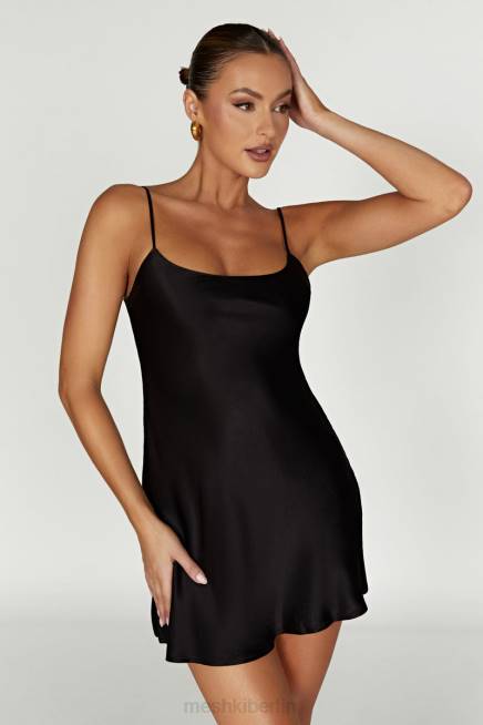 Kleidung Meshki Valentina Minikleid aus Satin Schwarz 2F8B423