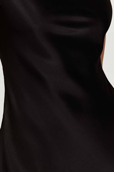 Kleidung Meshki Valentina Minikleid aus Satin Schwarz 2F8B423