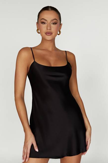 Kleidung Meshki Valentina Minikleid aus Satin Schwarz 2F8B423