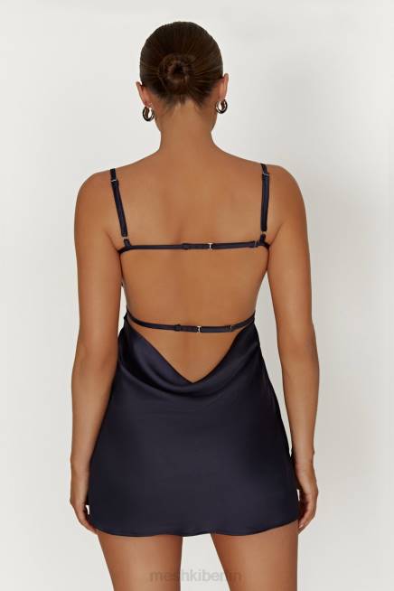 Kleidung Meshki Veda-Satin-Minikleid Mitternachtsmarine 2F8B300