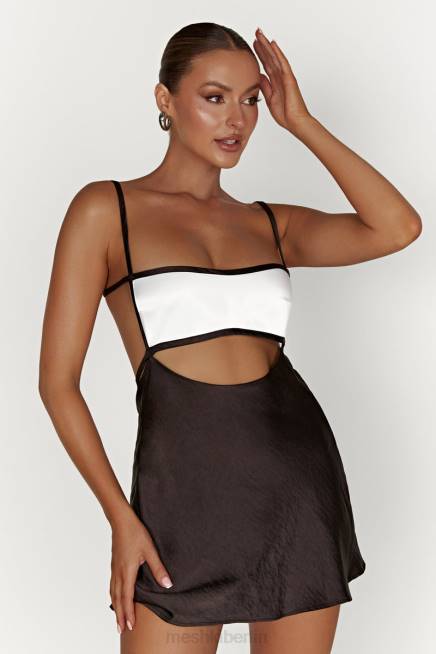 Kleidung Meshki Veda zweifarbiges Minikleid Schwarz 2F8B263