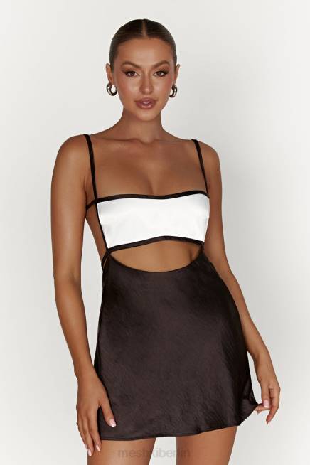Kleidung Meshki Veda zweifarbiges Minikleid Schwarz 2F8B263