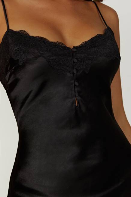 Kleidung Meshki Vesta-Spitzensatinkleid Schwarz 2F8B338