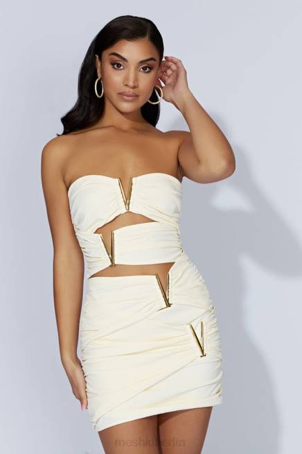 Kleidung Meshki Victorie V-Hardware-Minikleid Knochen 2F8B641