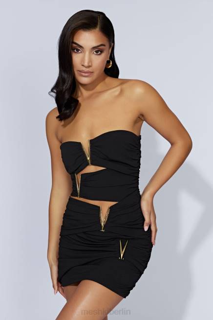 Kleidung Meshki Victorie V-Hardware-Minikleid Schwarz 2F8B636