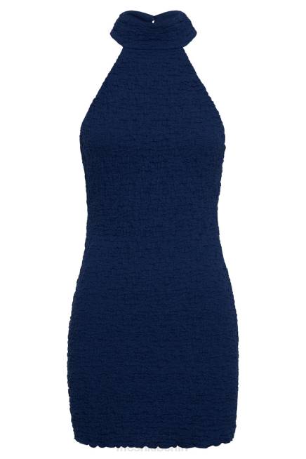 Kleidung Meshki Yuki strukturiertes Neckholder-Minikleid Mitternachtsmarine 2F8B499