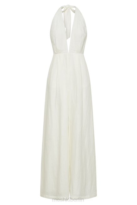 Kleidung Meshki Blanca Neckholder-Jumpsuit aus Leinen Weiß 2F8B1231