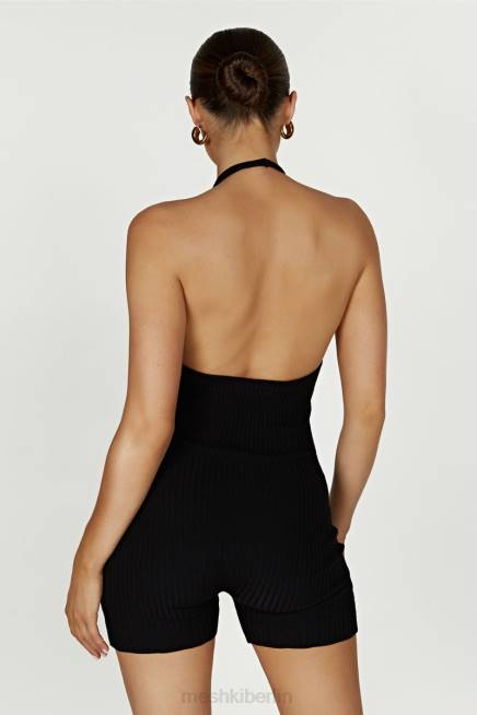 Kleidung Meshki Aitana Neckholder-Spielanzug aus Strick Schwarz 2F8B1391