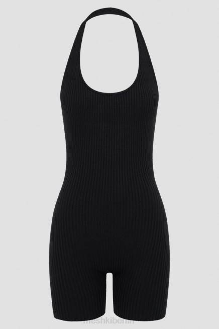 Kleidung Meshki Aitana Neckholder-Spielanzug aus Strick Schwarz 2F8B1391