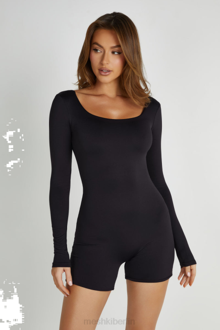 Kleidung Meshki Oakley-Playsuit aus recyceltem Nylon mit langen Ärmeln Schwarz 2F8B1372
