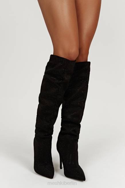 Schuhwerk Meshki Jenner Diamant-High-Heel-Stiefel Schwarz 2F8B1669