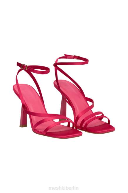 Schuhwerk Meshki Lena Satin-Absätze mit drei Riemen Rosa 2F8B1685