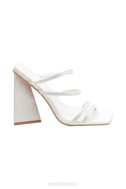 Schuhwerk Meshki Robyn Blockabsätze mit diamantbesetzten Riemen Elfenbein 2F8B1680