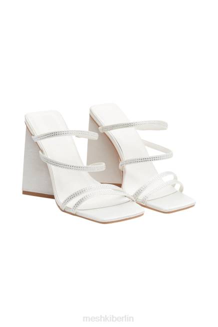 Schuhwerk Meshki Robyn Blockabsätze mit diamantbesetzten Riemen Elfenbein 2F8B1680