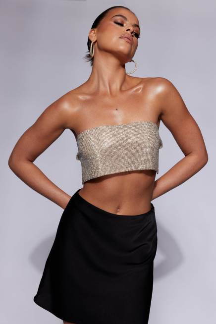 Kleidung Meshki Valerie Diamante Bandeau Gold 2F8B943