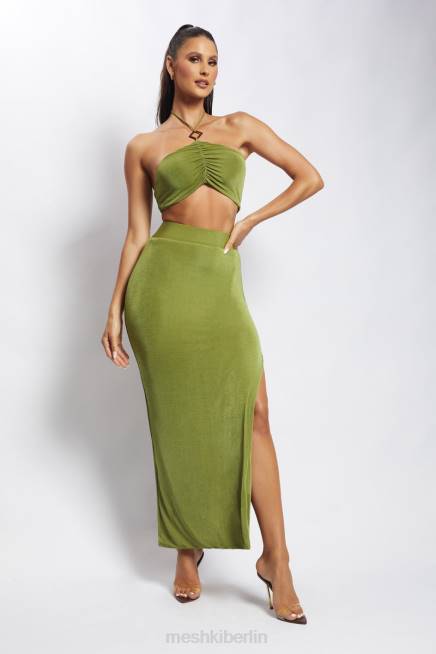 Kleidung Meshki Alizeh gerafftes Neckholder-Crop-Top Grün 2F8B1203