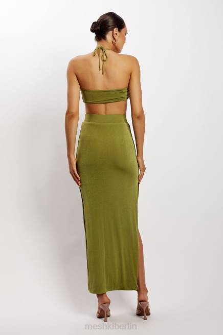 Kleidung Meshki Alizeh gerafftes Neckholder-Crop-Top Grün 2F8B1203